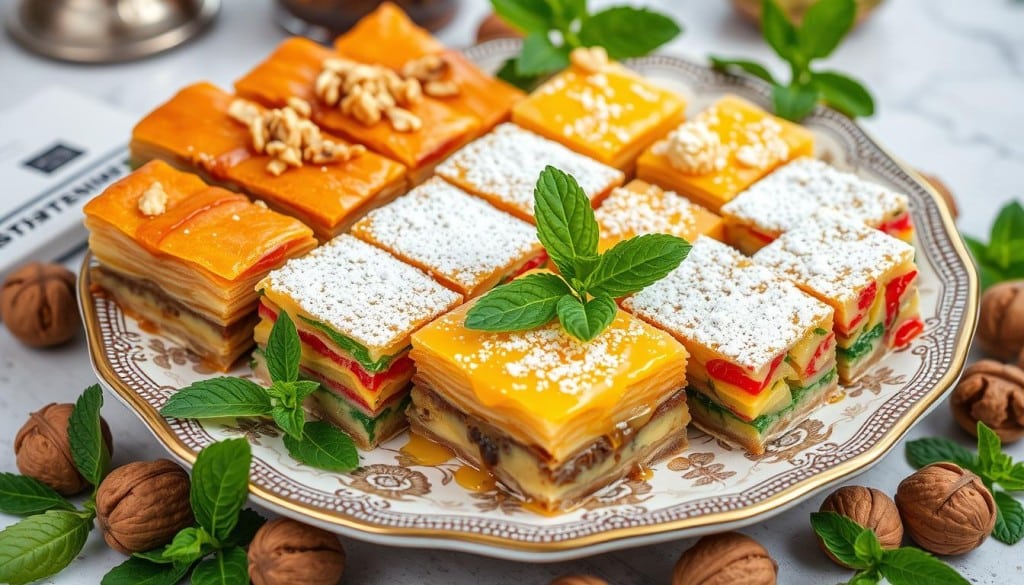 Greek desserts featuring baklava and loukoum