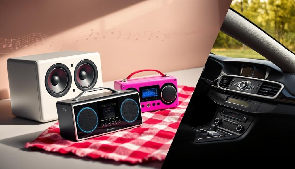 Home stereo systems, Portable stereos, Car stereos