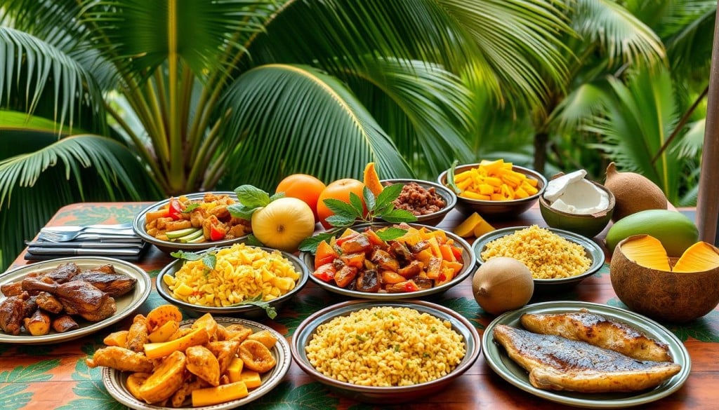 Jamaican cuisine showing delicious dishes