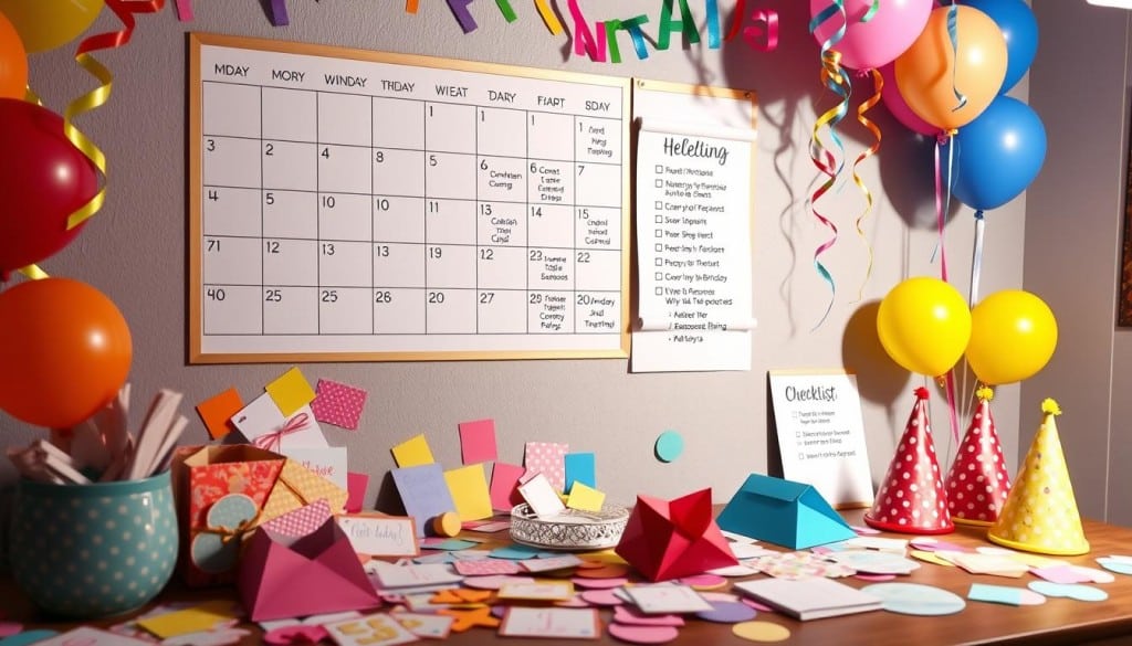 Party planning tips for creating timeline for birthday party and guest invitations