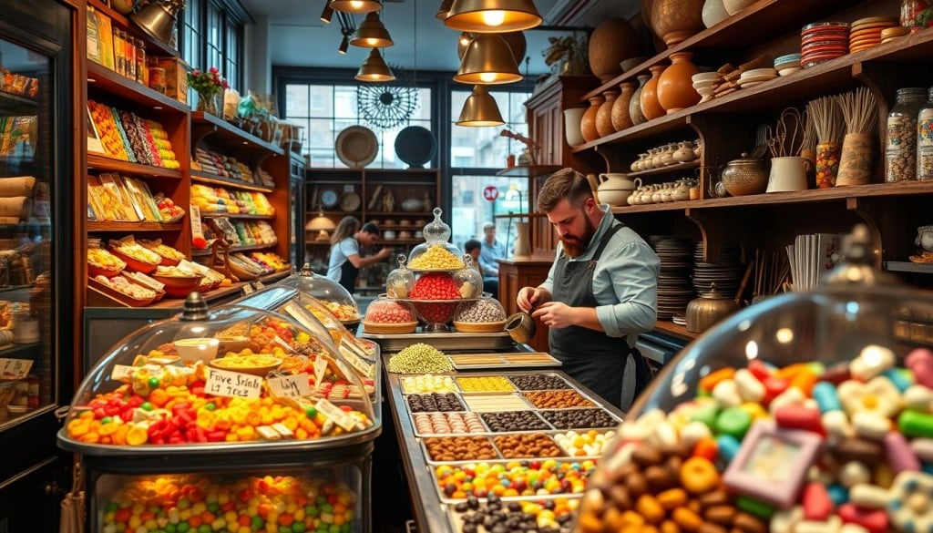 artisan craftsmanship in a local candy shop