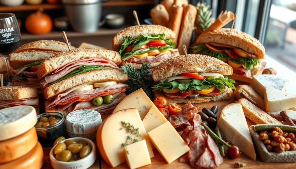 deli sandwiches, cheese selection, regional delicacies