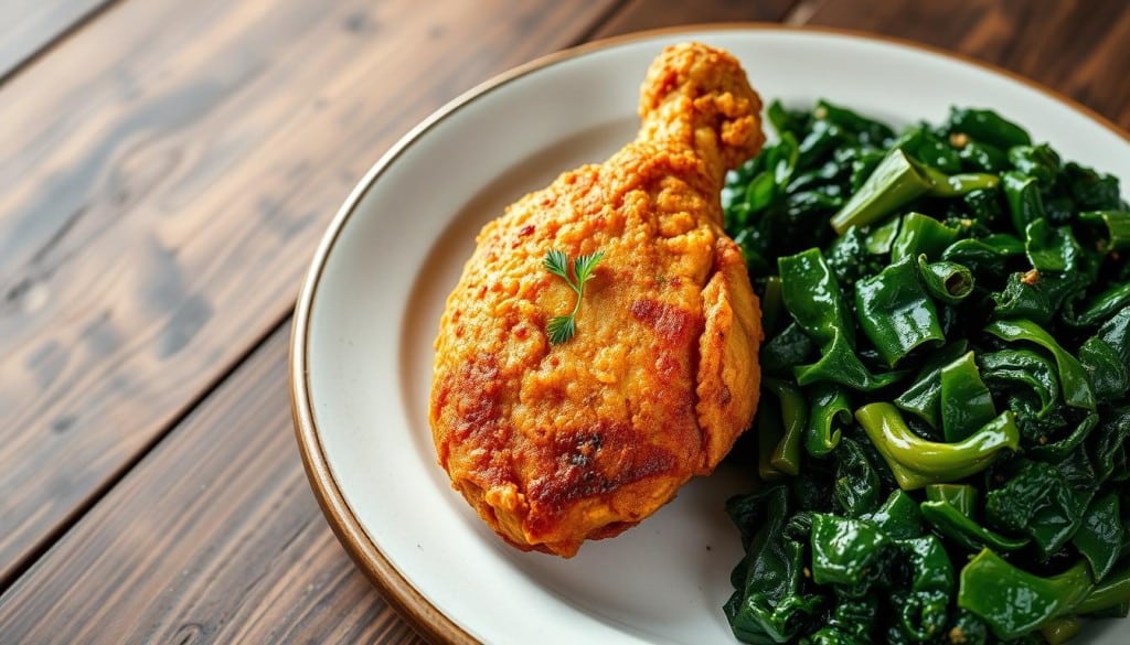 fried chicken and collard greens