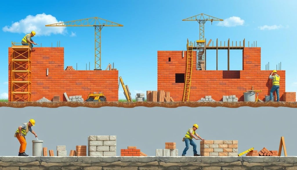 masonry building process
