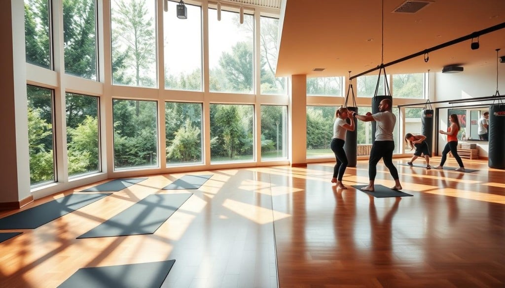 specialized gyms including yoga studios and martial arts fitness