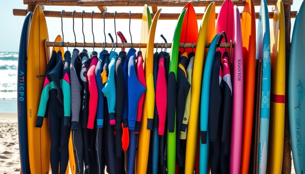 wetsuits and surfboard gear