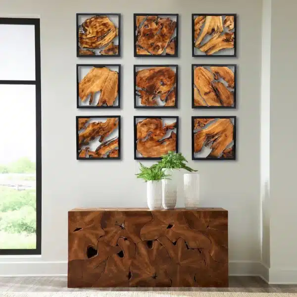 Handmade Live Edge Wood Wall Decor with Black Frame, Cedar Wood Wall Decor Ornaments, Hanging Decor, Unique Home Gifts