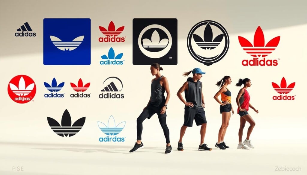 A vibrant collage showcasing notable sports apparel brands against a clean, minimalist backdrop. In the foreground, prominent brand logos and emblems stand out in sharp focus, their iconic designs and color palettes immediately recognizable. The middle ground features sleek, athletic silhouettes of models wearing the brands' signature products, captured in dynamic poses that convey a sense of movement and energy. The background is a simple, light-colored setting, allowing the products and branding to take center stage. Dramatic, yet natural lighting highlights the quality and craftsmanship of the sportswear, creating a polished, high-end aesthetic. The overall composition is visually striking, drawing the viewer's attention to the impressive array of renowned sports brands.
